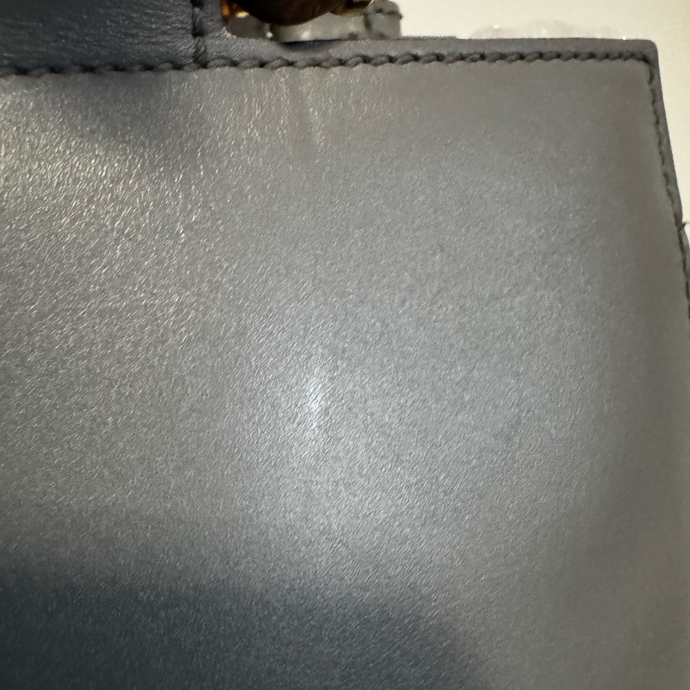 Preowned Gucci Gray Leather Satchel with Bamboo Handle and crossbody strap - Picture 12 of 12